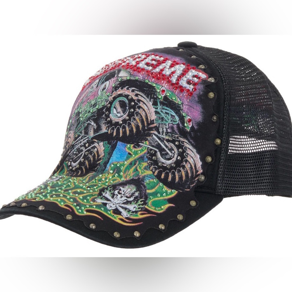 Supreme Embellished Mesh Trucker Hat with Monster Truck graphic snapback new